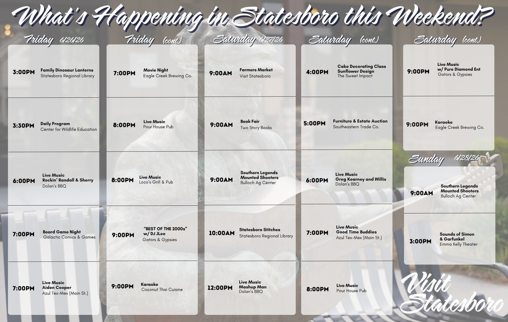 Weekend List of Activities in Statesboro