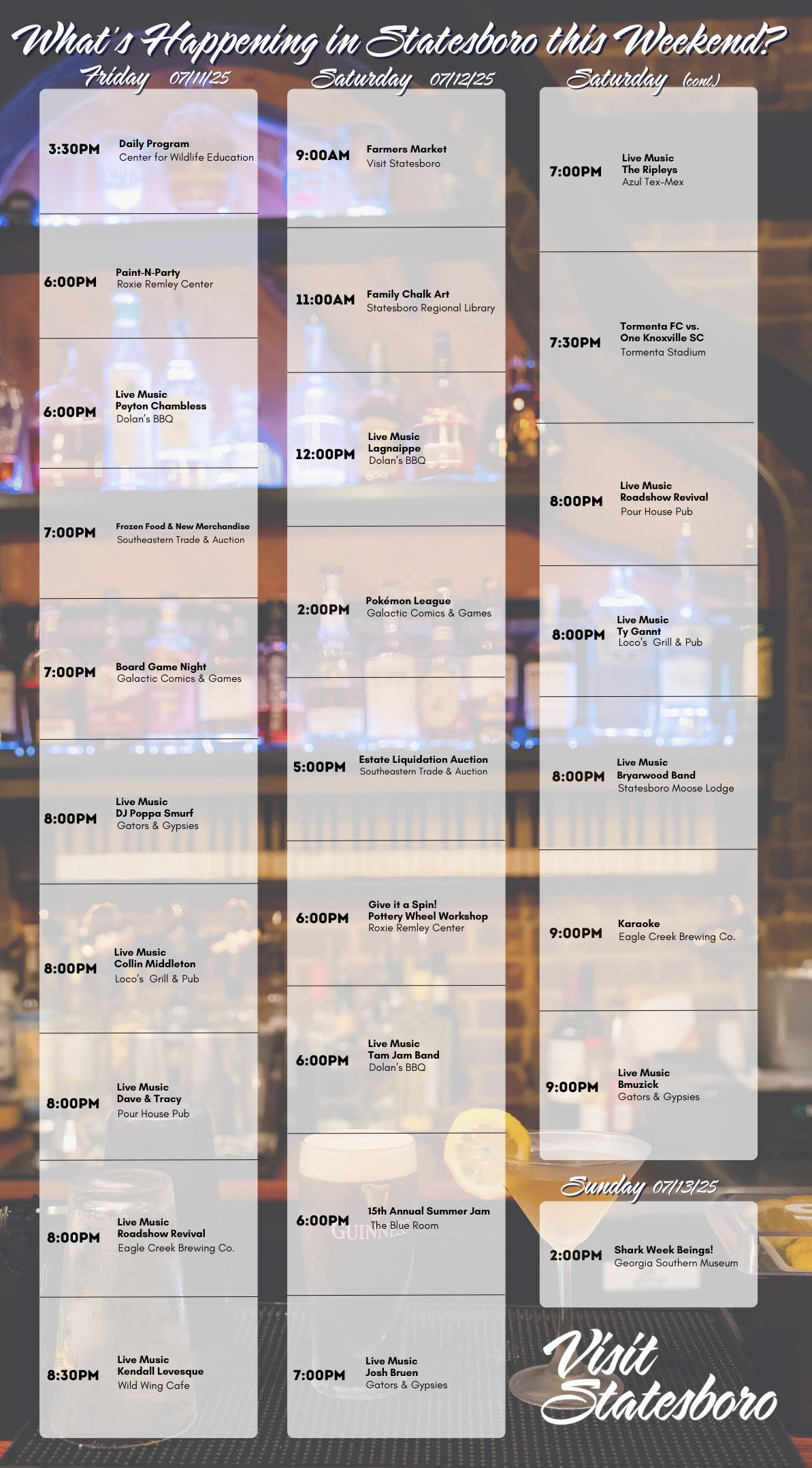 Weekend List of Activities in Statesboro